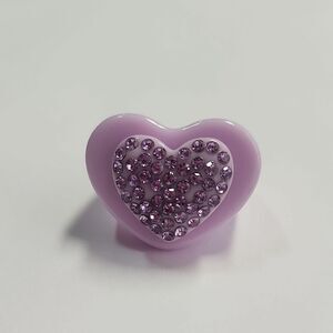 Heart Base Crystal Heart Ring by Sparklemuse Pastel Purple